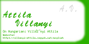 attila villanyi business card
